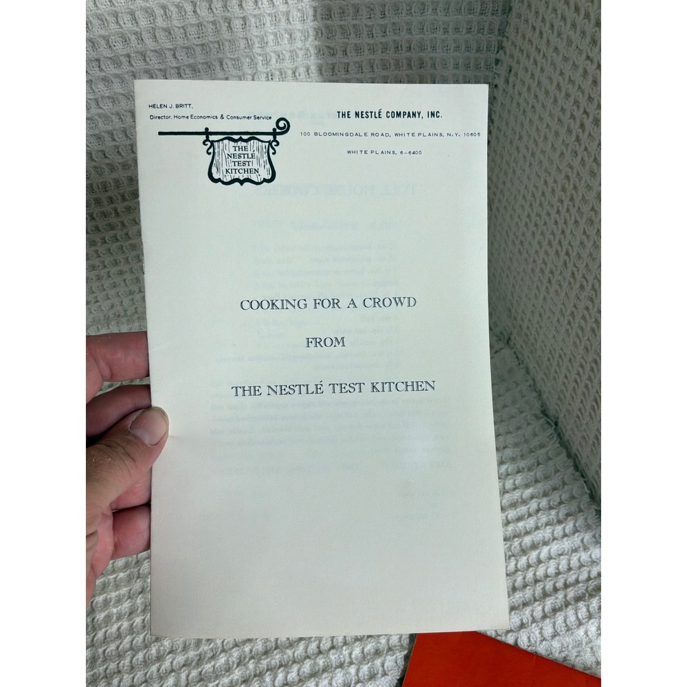 Vintage Nestle Test Kitchen Cooking for a Crowd Recipe Booklet White Cream